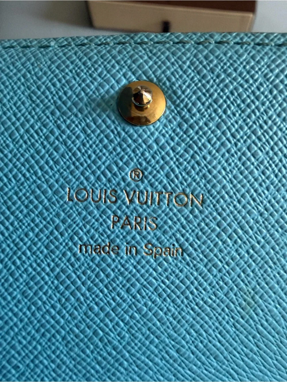 Louis Vuitton Turquoise Textured Leather Snap Wallet